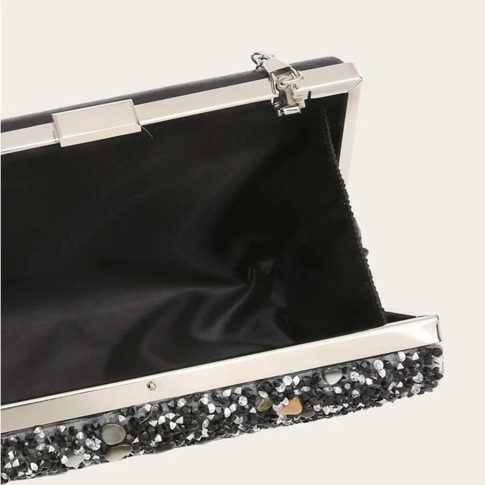 Boutique | Black Glitter Bling Rhinestone Clutch Purse